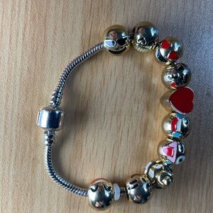 Emoji Charm Bracelet 18K White Gold Plated Fun Novelty Jewelry Used